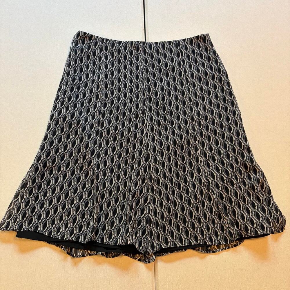 Vintage Express 100% Silk Geometric Print Midi Skirt Sz 6